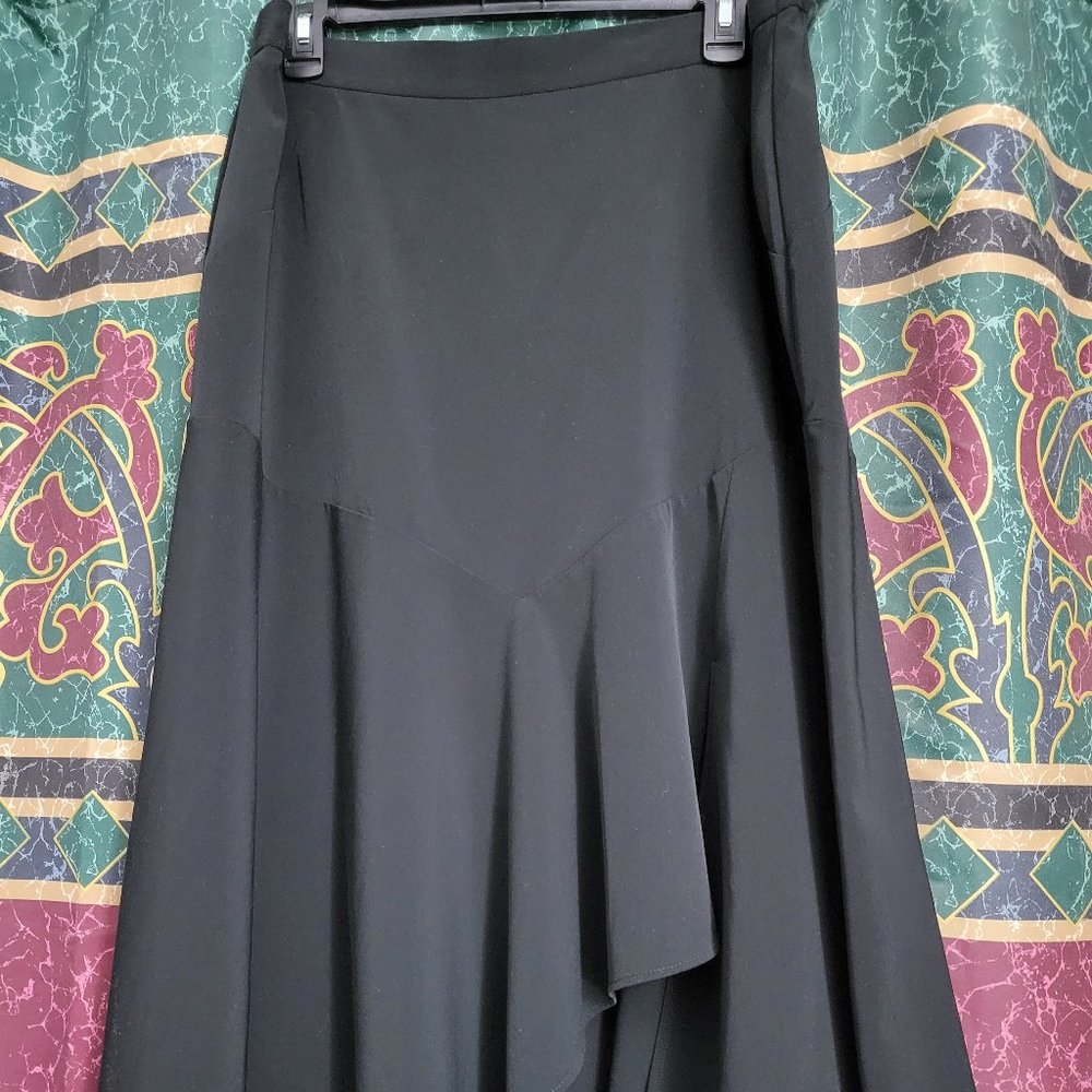 Chicos Design - Unique Black asymmetrical high low slit long skirt (XL)